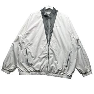 Vintage Y2K Nike Windbreaker Lined Jacket Womens XXL White Gray Swoosh Full Zip